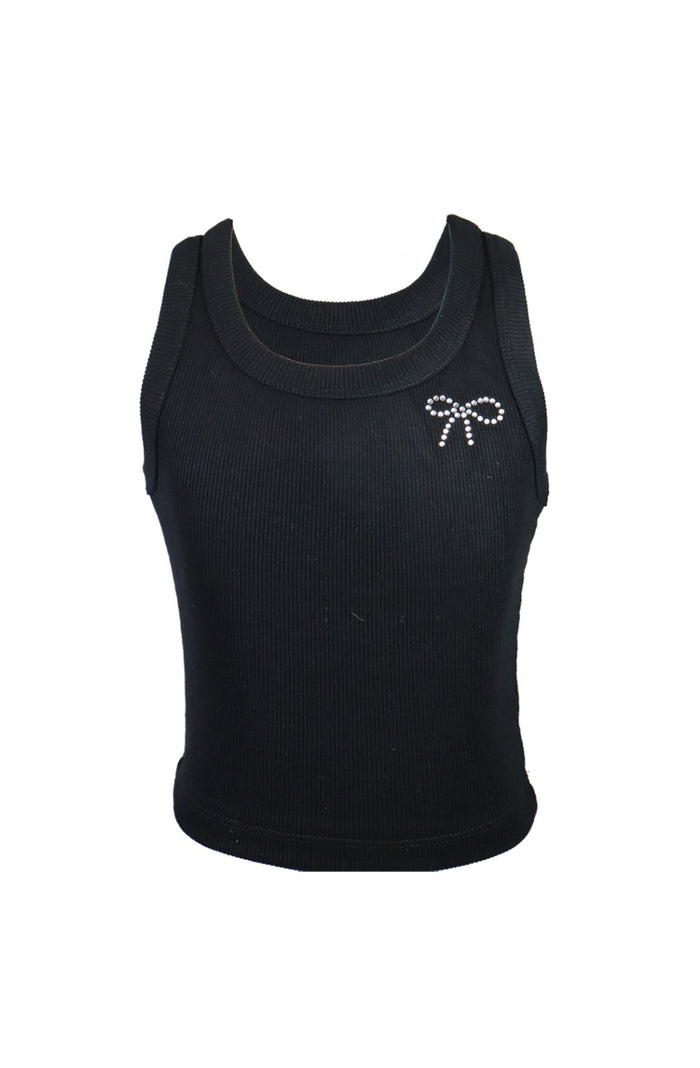 *Rhinestone Bow Rib Tank*