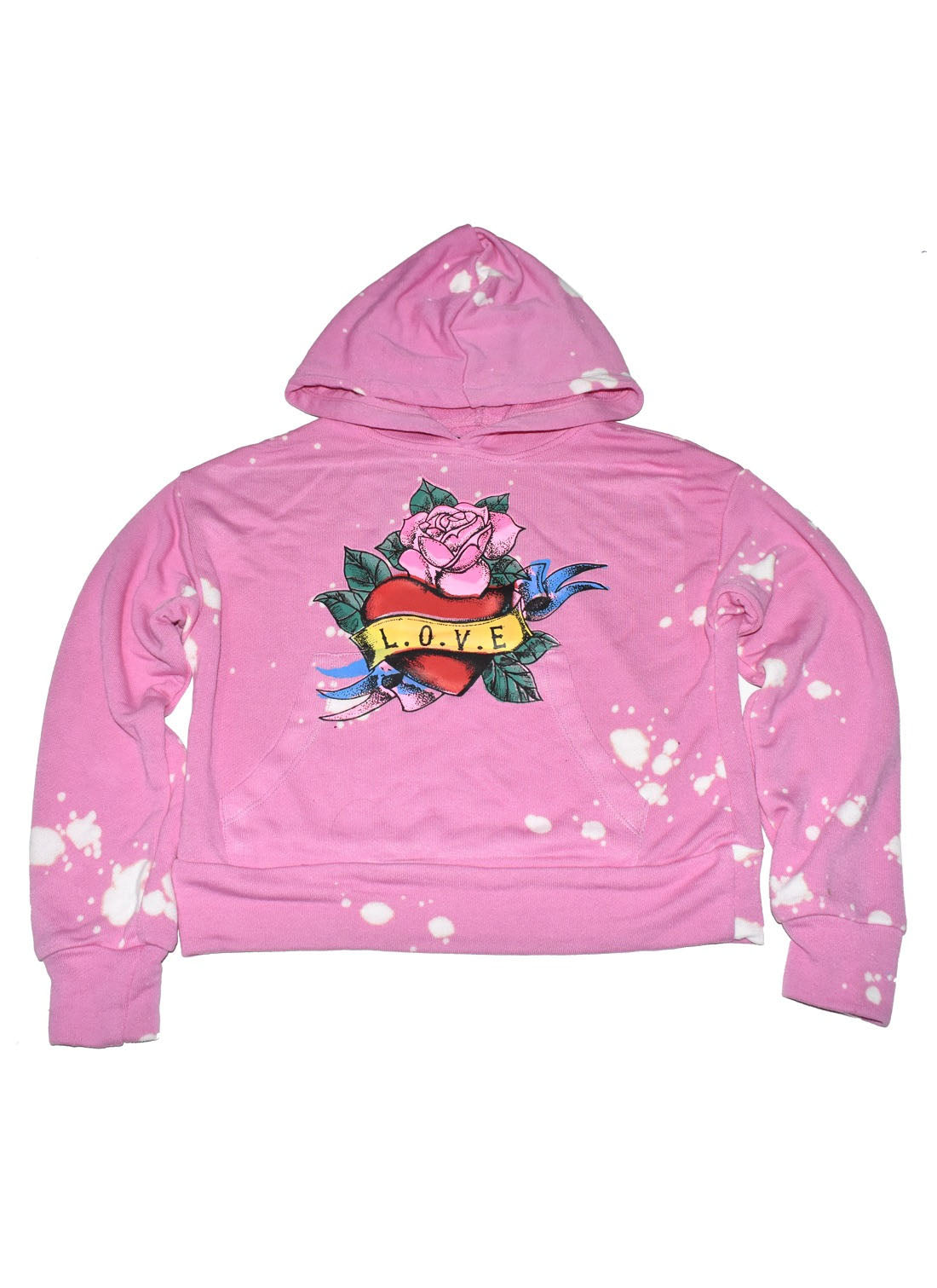 Pink Bleach Tattoo Hoodie Flowers By Zoe Clothing