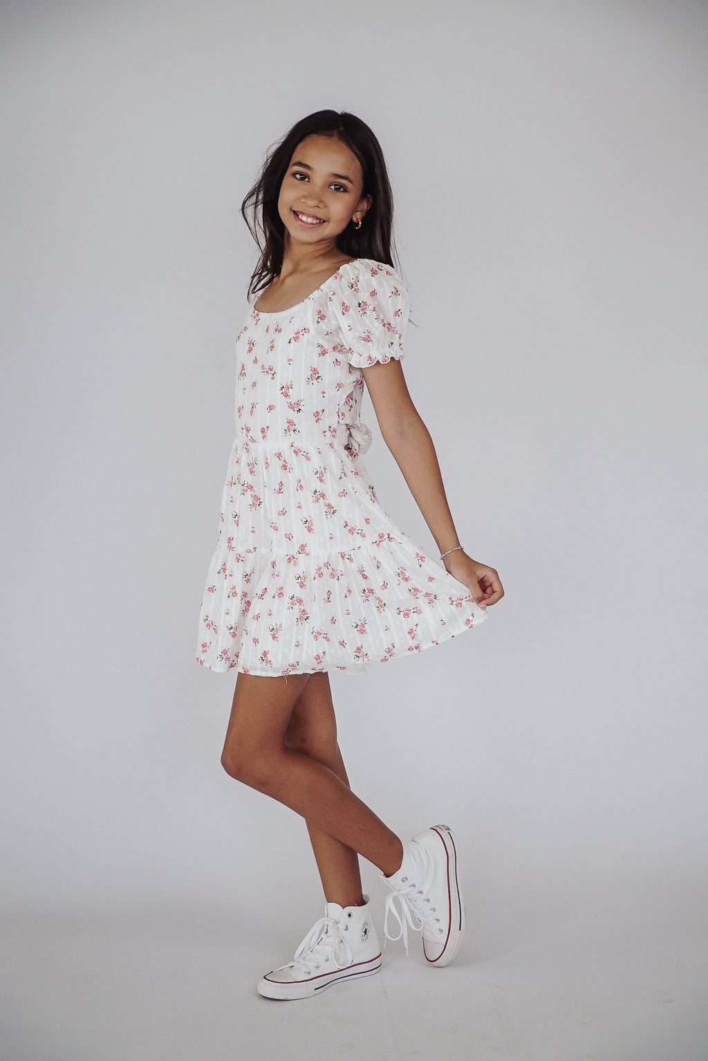 *Floral Puff Double Bow Back Dress* Flowers By Zoe Clothing