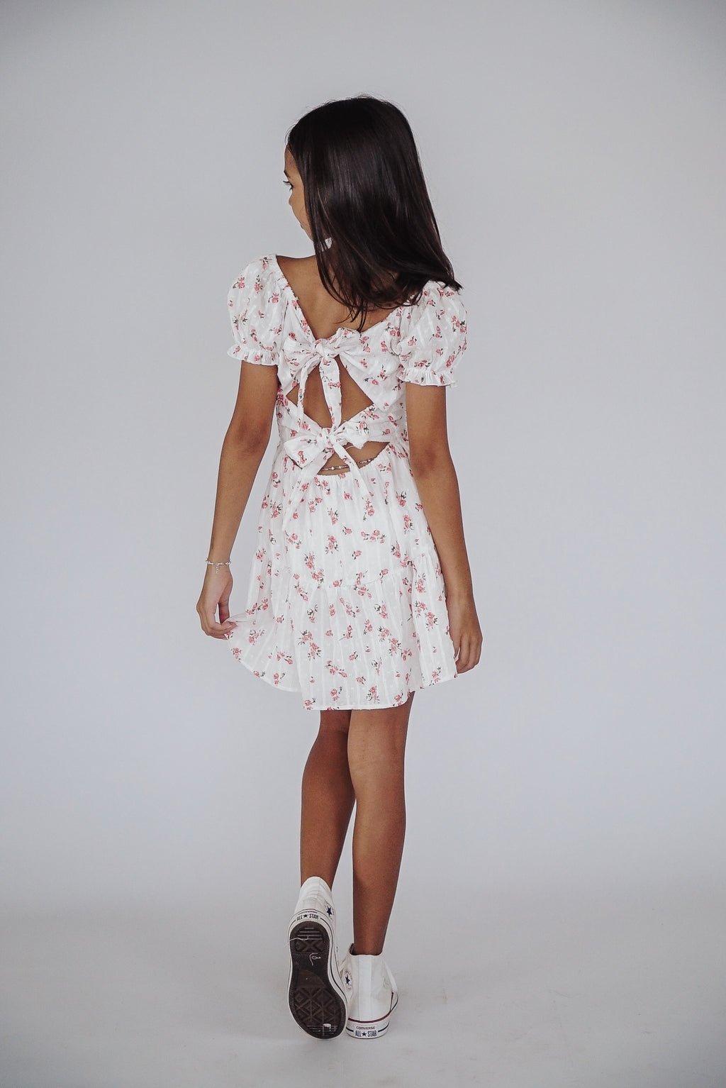 *Floral Puff Double Bow Back Dress* Flowers By Zoe Clothing