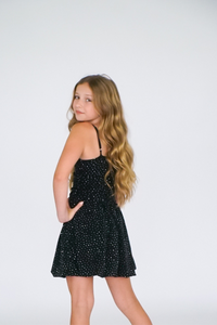 *Allover Studded Metallic Bubble Dress*