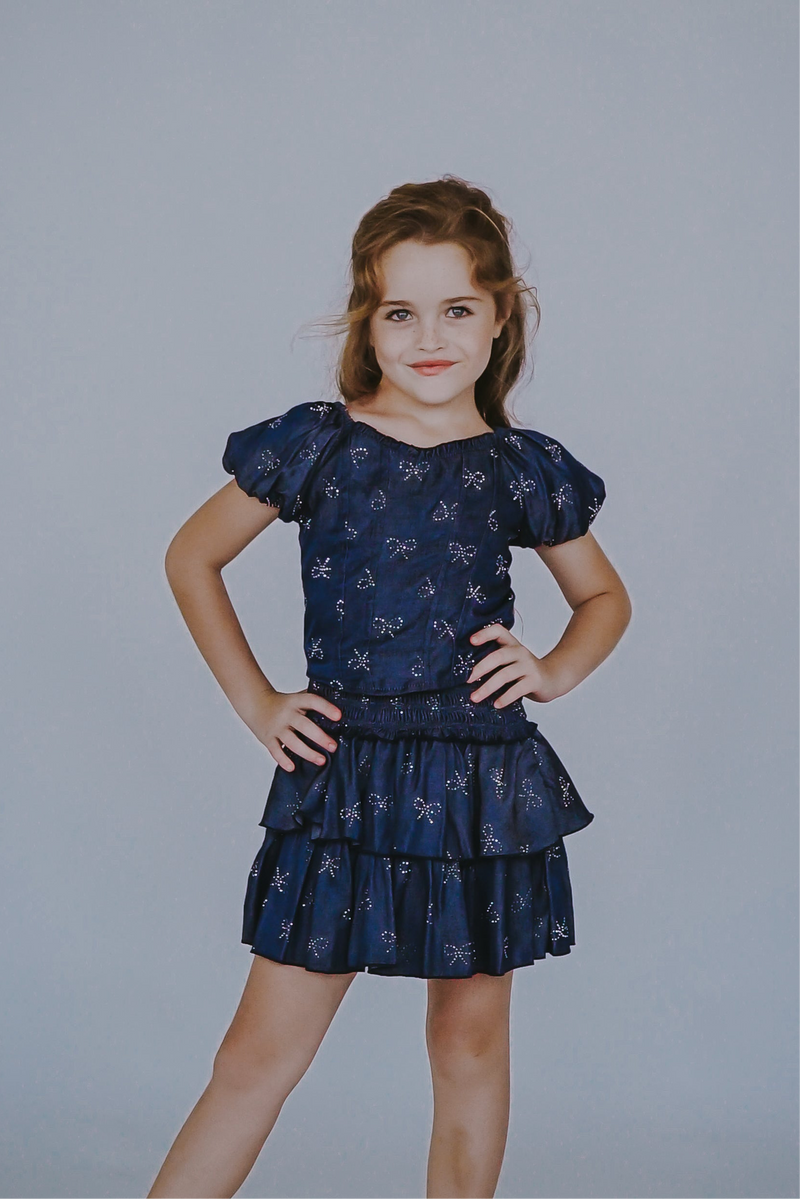 *Chambray Bow Ruffle Skirt*