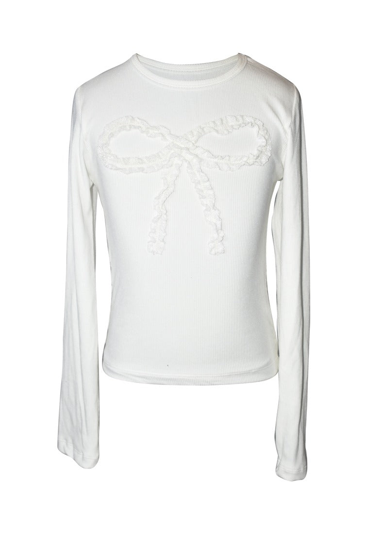 *Offwhite Bow Long Sleeve Tee*