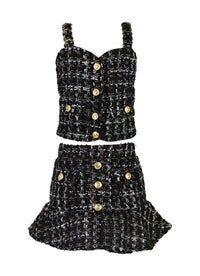 *Tweed Button Down Sleeveless Top*