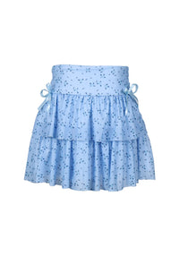 *Tulle Net Floral Print Bow Ruffle Skirt*