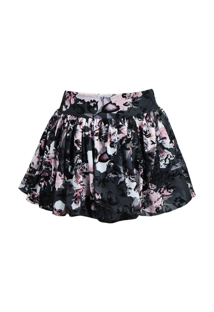 *Black Pink Floral Bubble Skirt*
