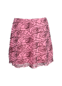 *Flocked Mesh Mini Skirt*