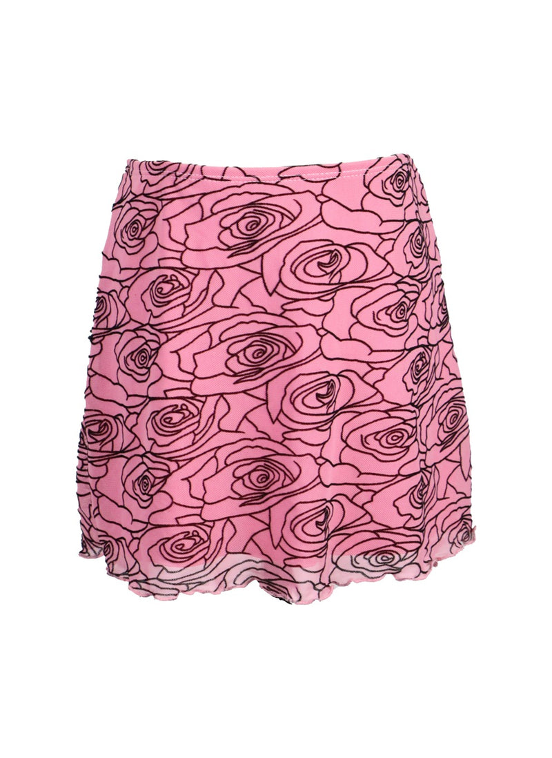 *Flocked Mesh Mini Skirt*