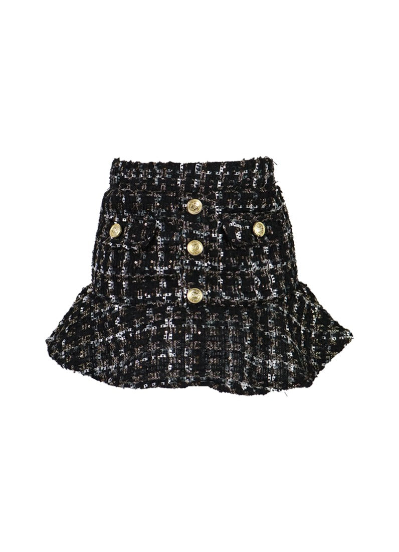 *Tweed Button Down Ruffle Skirt*