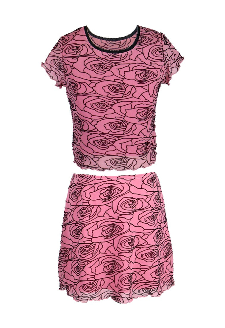 *Flocked Mesh Mini Skirt*
