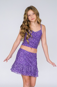 *Purple Floral Ruffle Skirt*