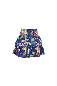 *Navy Floral Ruffle Skirt*