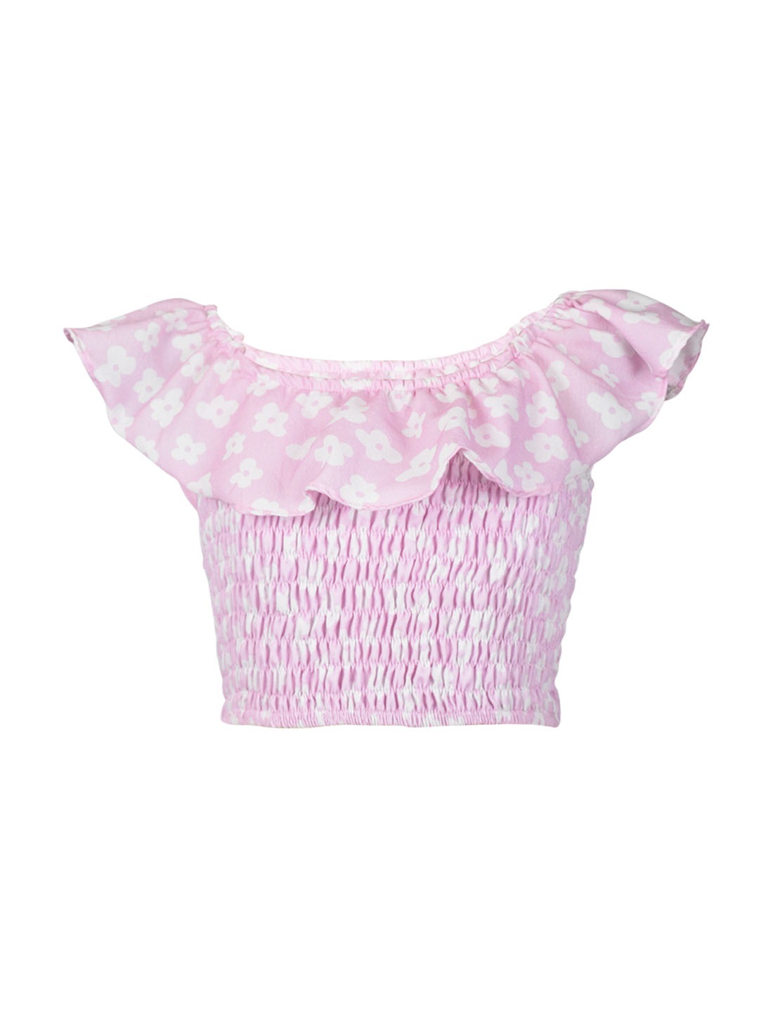 *Pink Flower Printed Smocked Top*