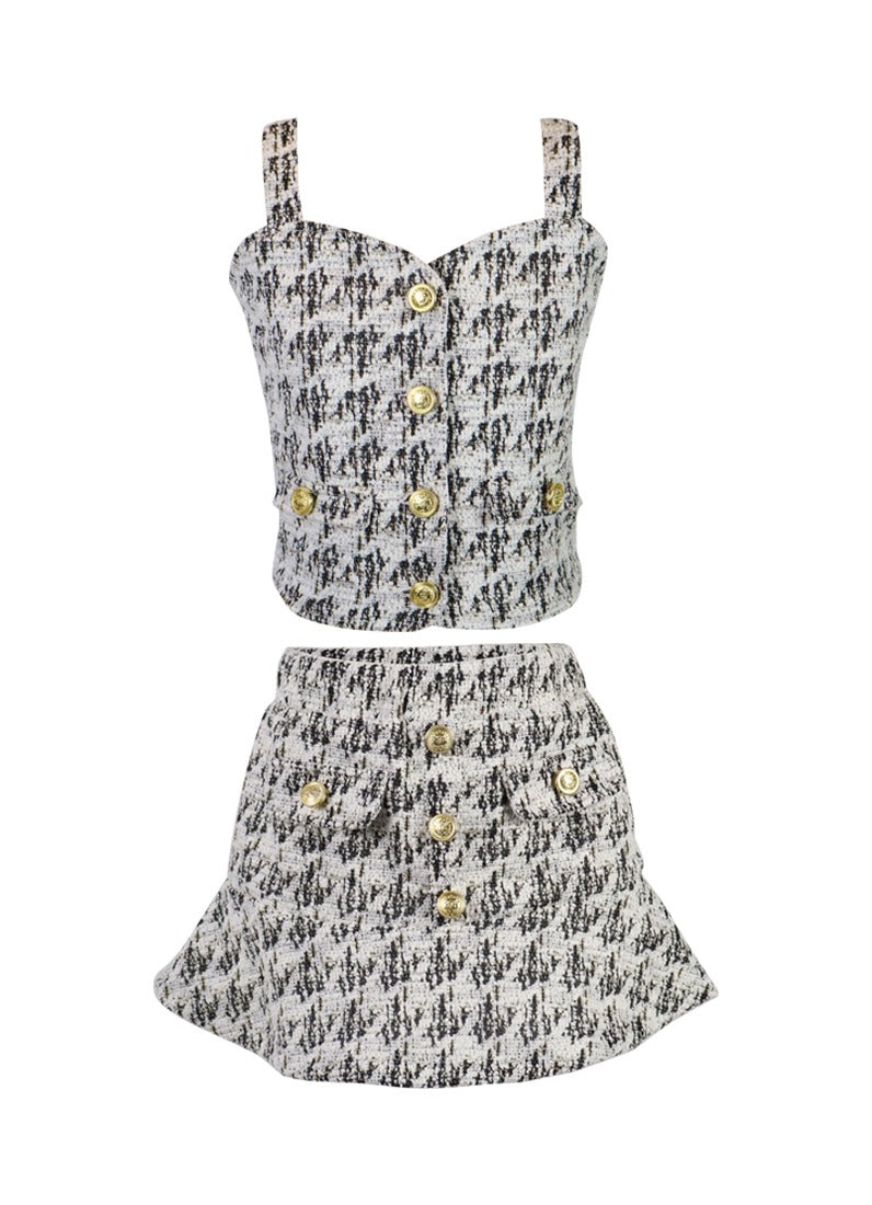 *Tweed Button Down Sleeveless Top*