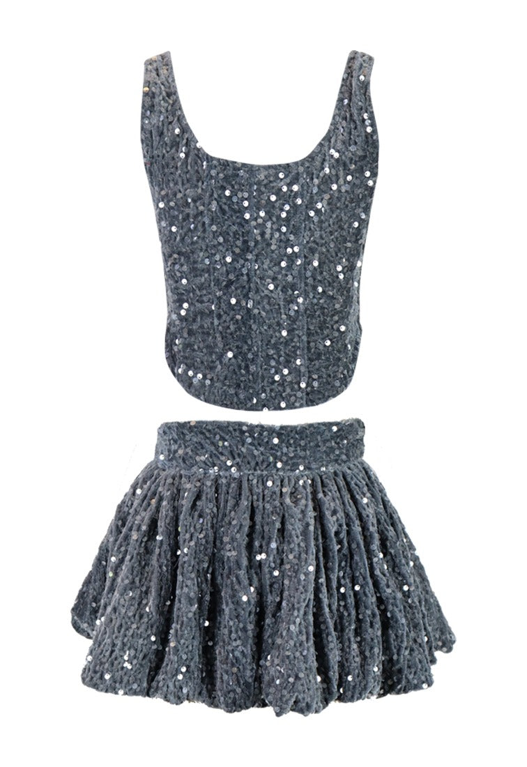 *Velvet Sequin Bubble Skirt*