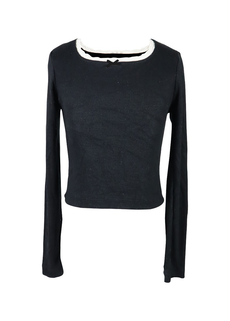 *Lace Trim Long Sleeve Tee*