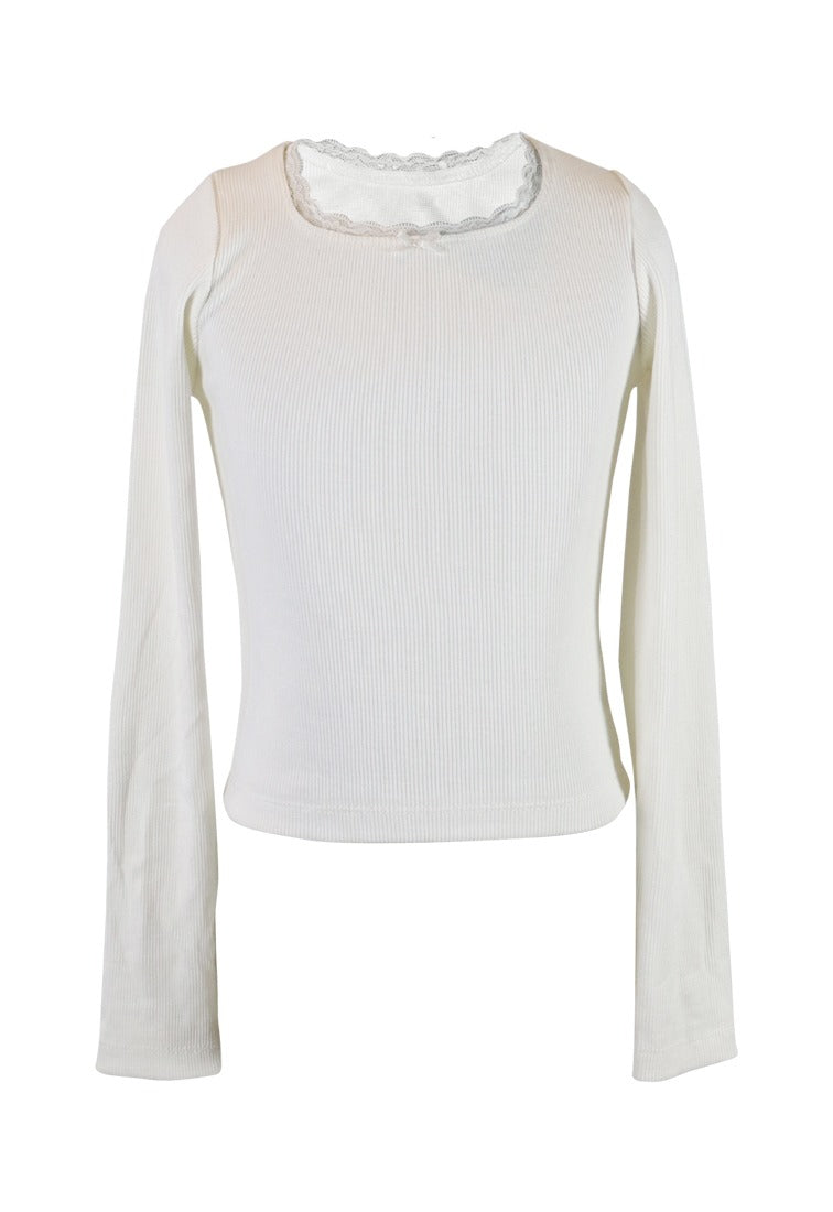 *Lace Trim Long Sleeve Tee*