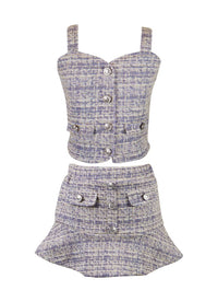 *Tweed Button Down Sleeveless Top*
