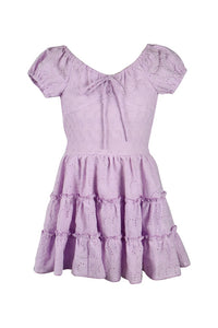 *Embroidered Spring Eyelet Tie Dress*