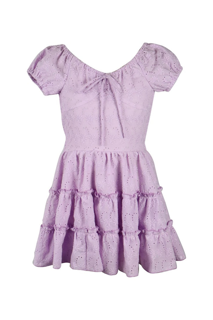 *Embroidered Spring Eyelet Tie Dress*