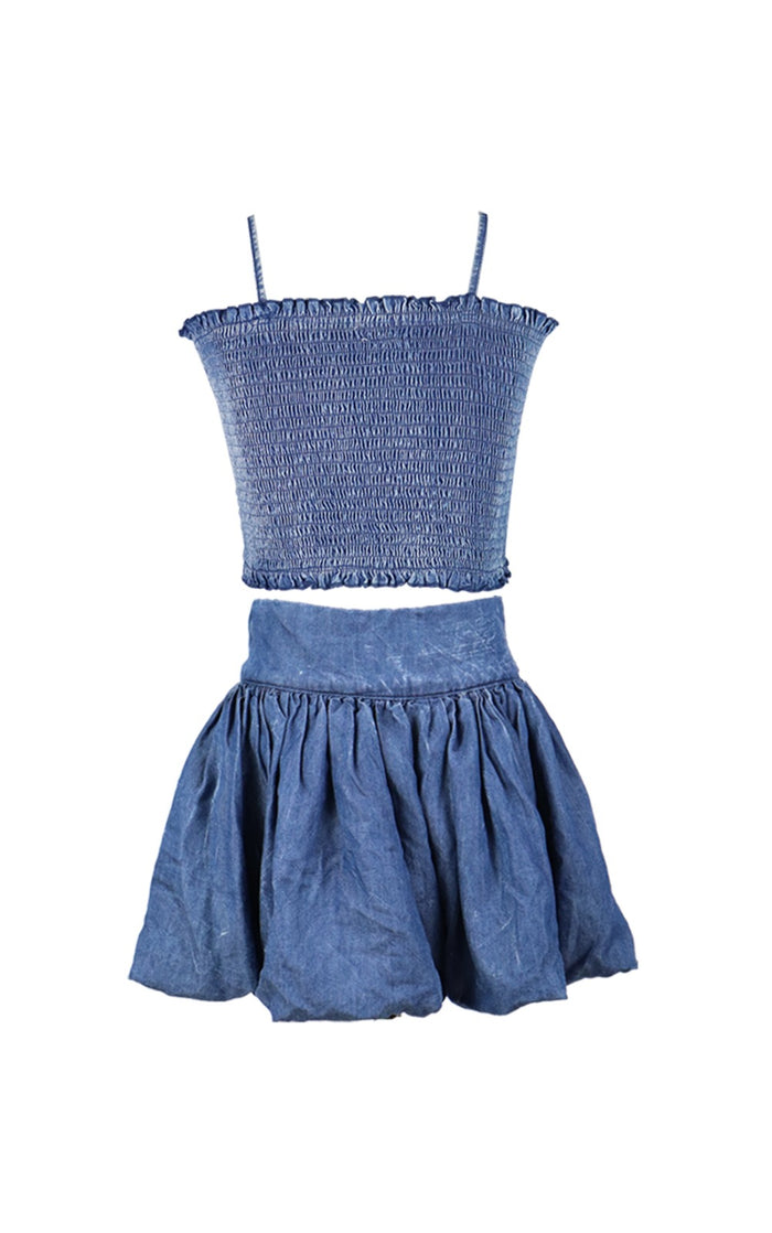*Rayon Denim Smocked Top*