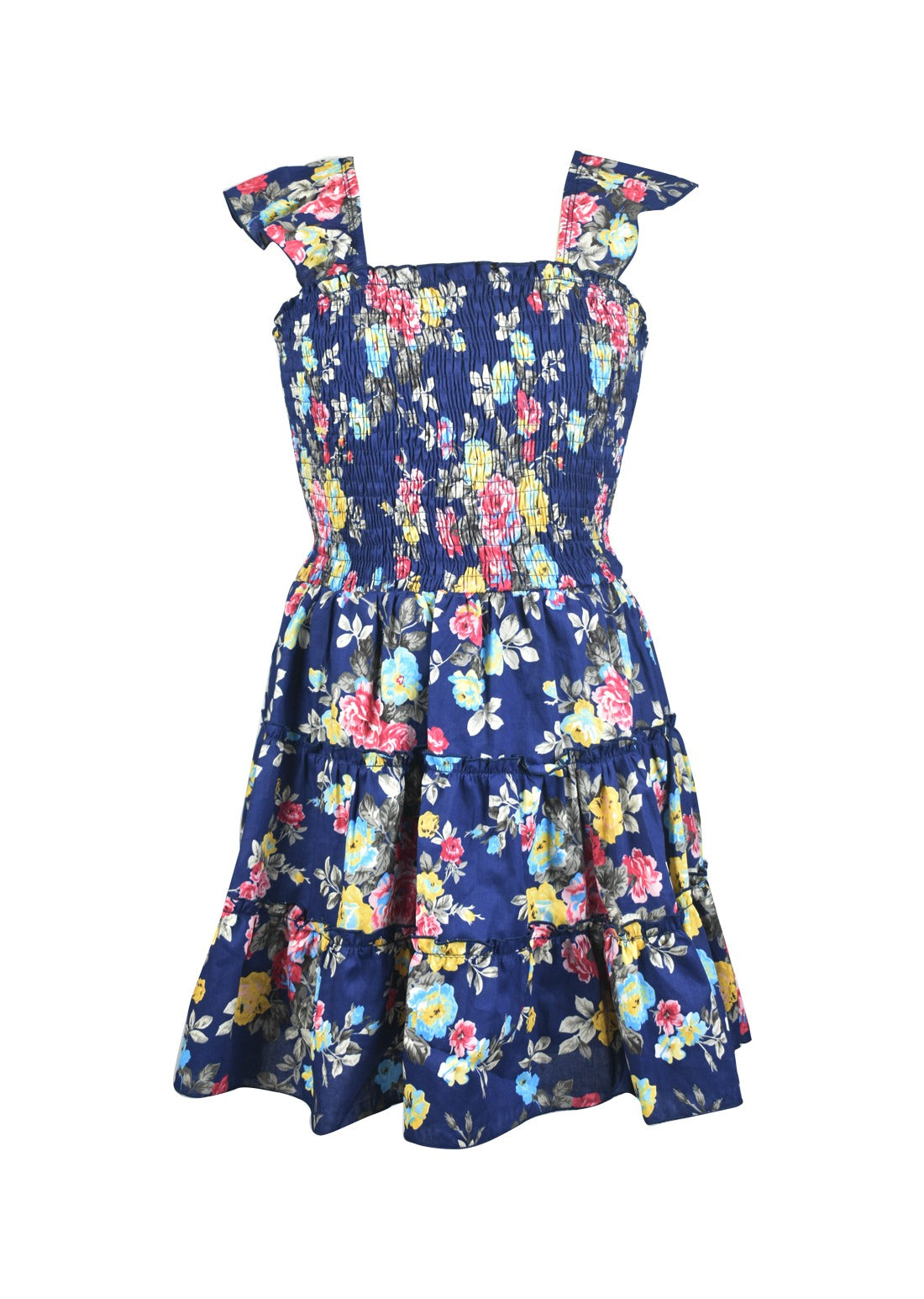 Navy Floral Flutter Sleeve Dress* Flowers By Zoe Clothing Navy Floral Flutter Sleeve Dress* Flowers By Zoe Clothing