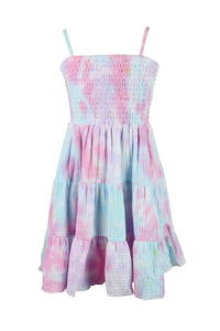 *Pastel Tie Dye Smocked Waistban Skirt*