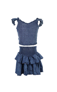 *Denim Smocked Waistband Skirt*