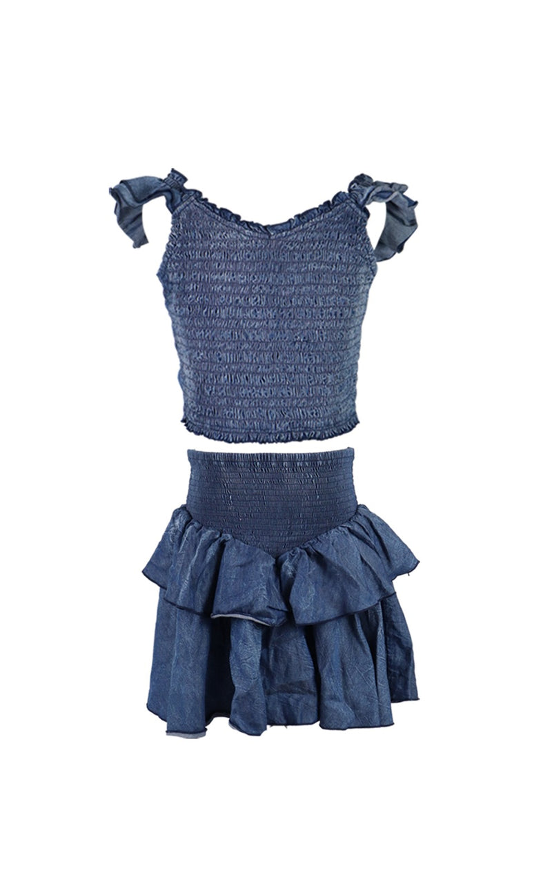 *Denim Smocked Waistband Skirt*