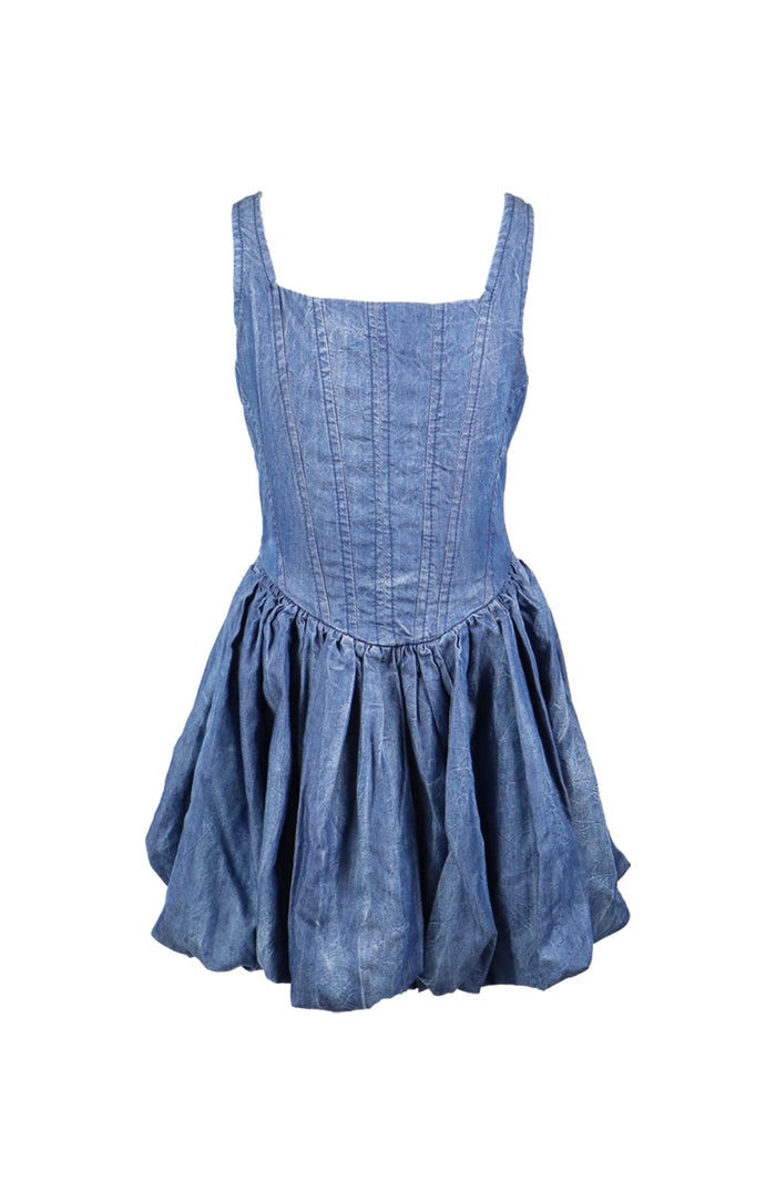 *Rayon Denim Corset Dress*