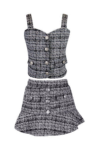 *Tweed Button Down Sleeveless Top*