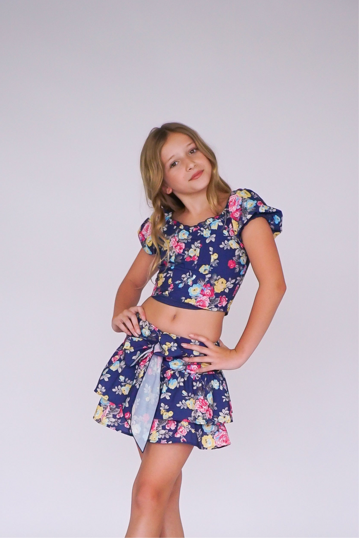 *Navy Floral Corset Top*