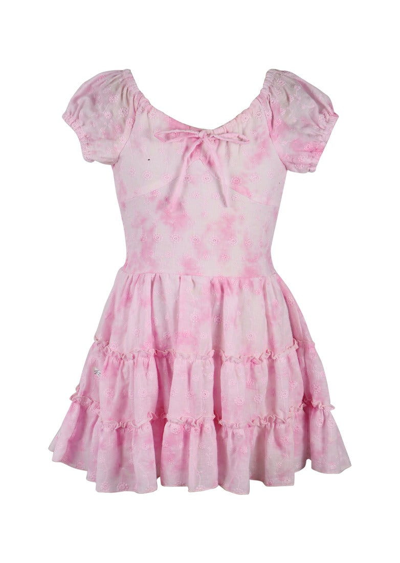 *Embroidered Spring Eyelet Tie Dress*