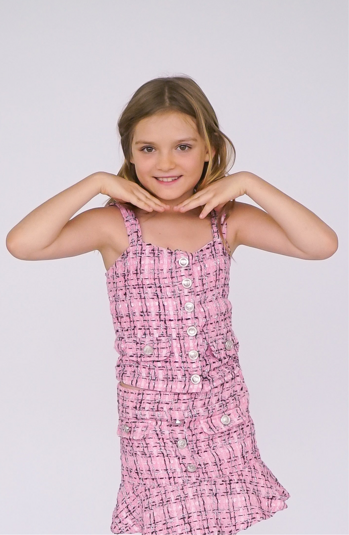 *Tweed Button Down Sleeveless Top*
