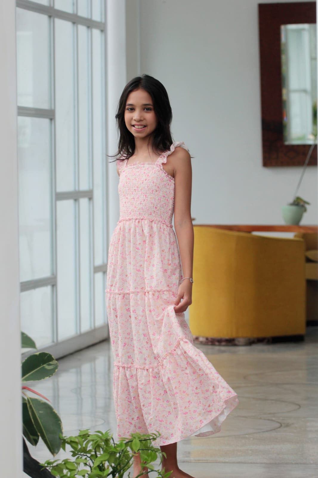 Floral Smocked Flutter Sleeve Maxi Dress* – Flowers By Zoe Clothing