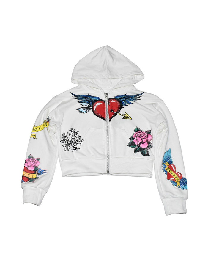 *Offwhite Tattoo Icon Multi-Color Zip Up Crop Jacket*