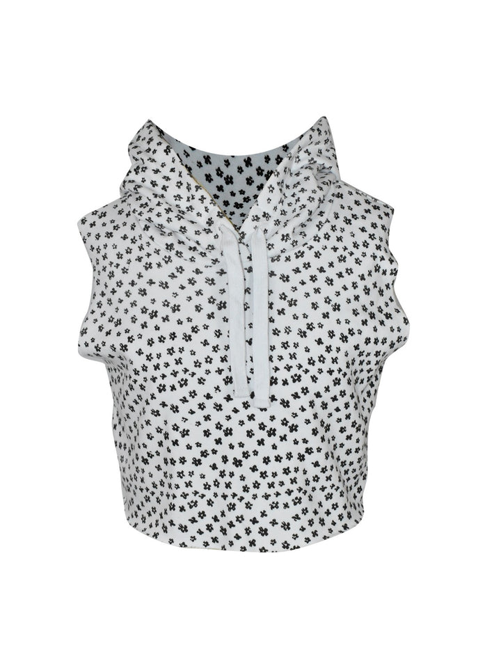 *Flower Printed Sleeveless Hoody*
