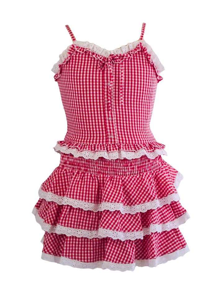 *Gingham Ruffle Top*