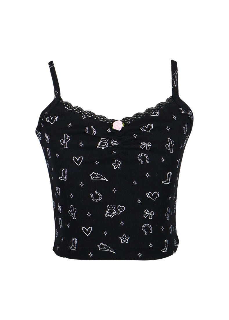 *Pointelle Printed Camisol Top*