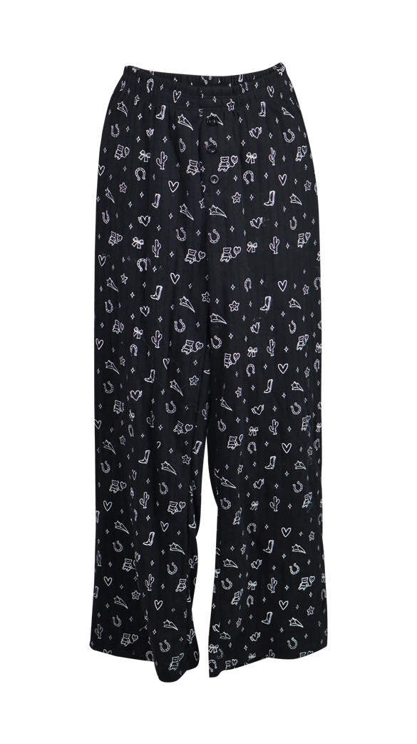 *Pointelle Printed Flare Pant