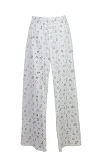 *Pointelle Printed Flare Pant