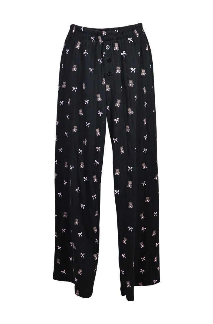 *Pointelle Printed Flare Pant
