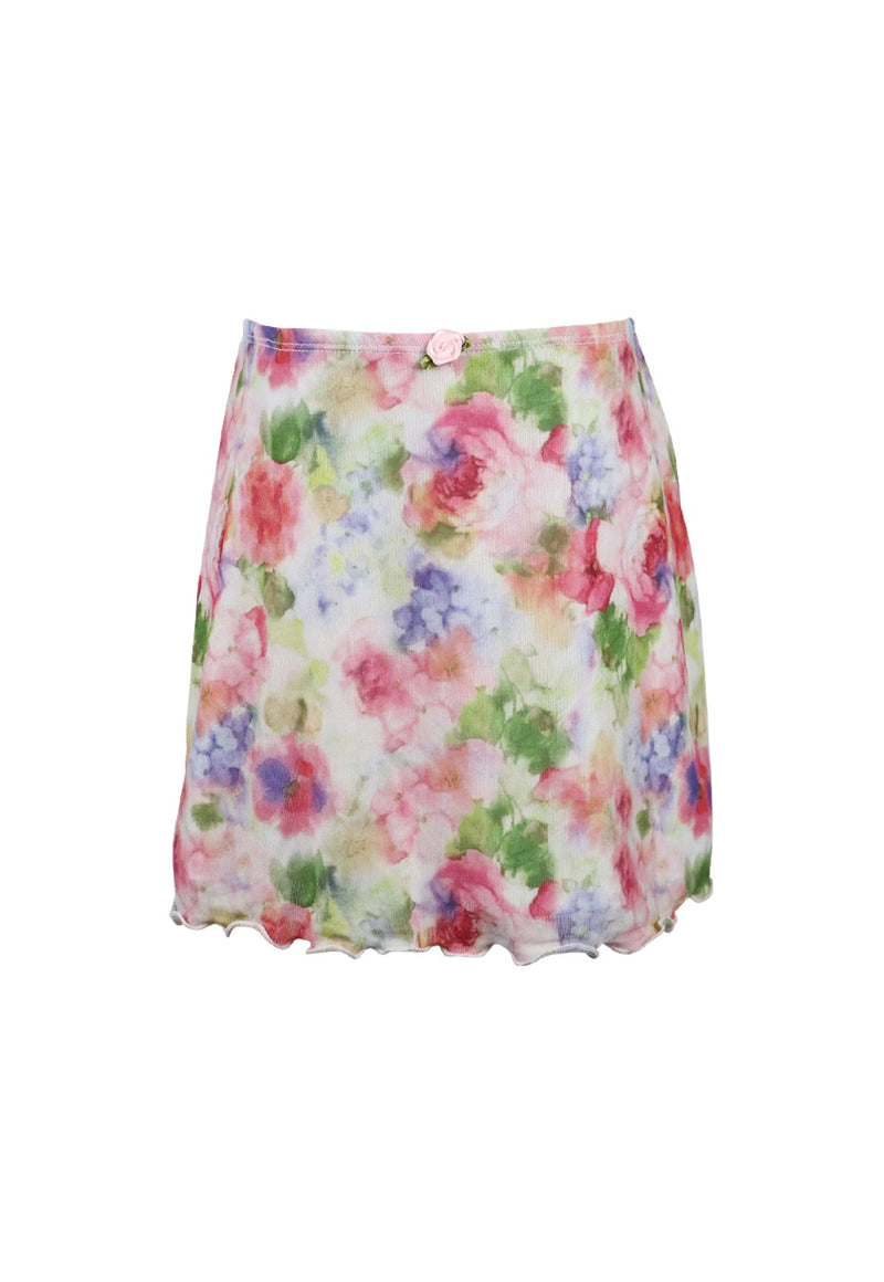 *Tulle Net Floral Print Skirt*