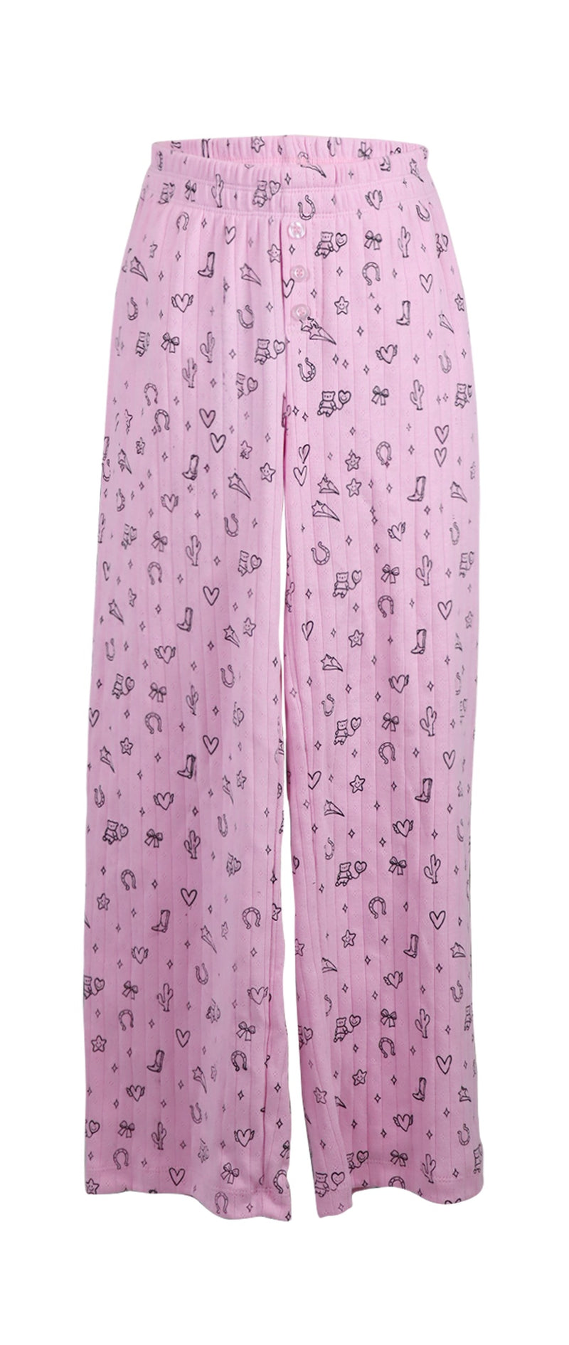 *Pointelle Printed Flare Pant