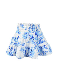 *Floral Printed Smocked Waist Band Skirt*