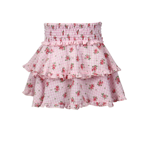*Floral Gingham Ruffle Skirt*