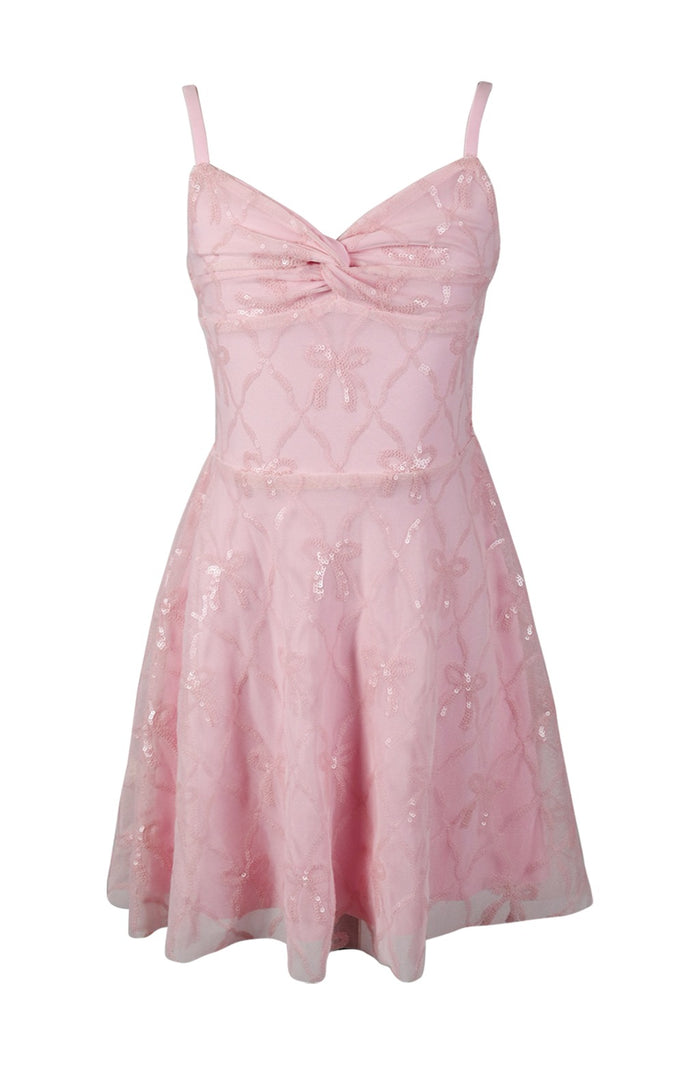 *Pink Bow Squined Bustier Dress*