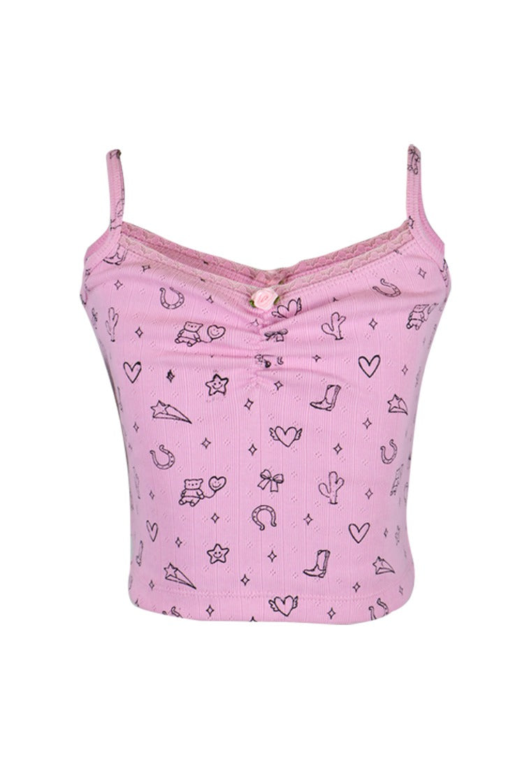 *Pointelle Printed Camisol Top*