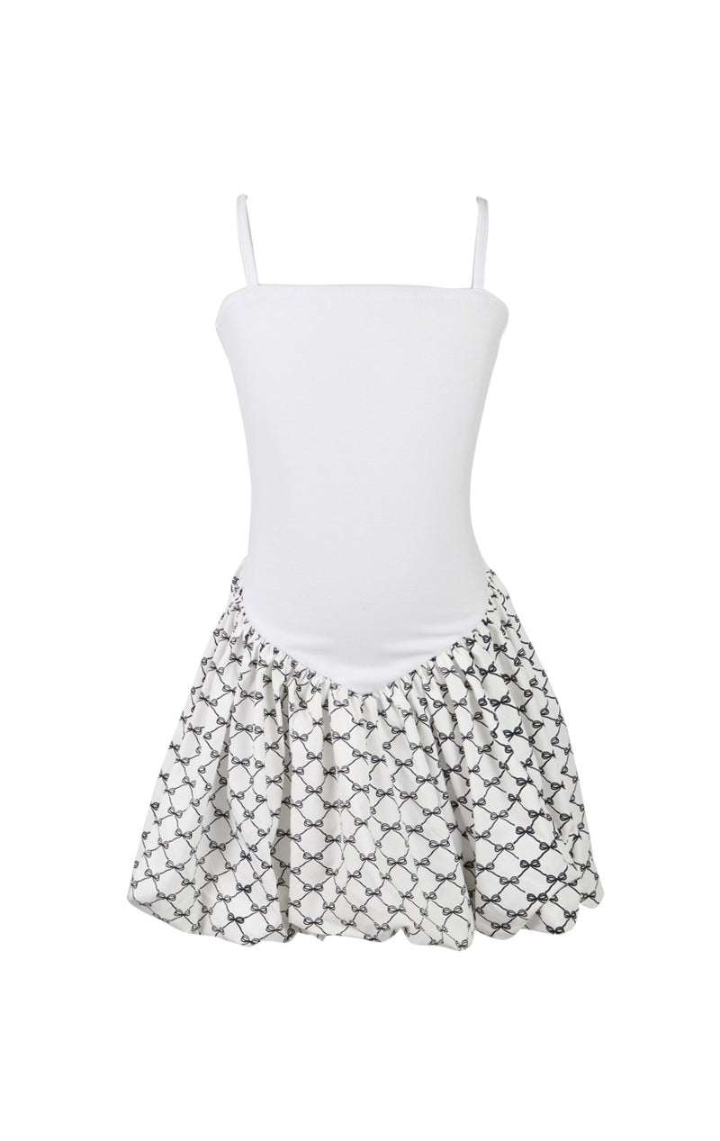*Bow Toile Printed Ballet Bubble Dress*
