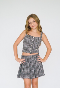 *Black Tweed Pleated Skirt*